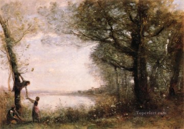 Les Petits Denicheurs plein air Romanticism Jean Baptiste Camille Corot Oil Paintings